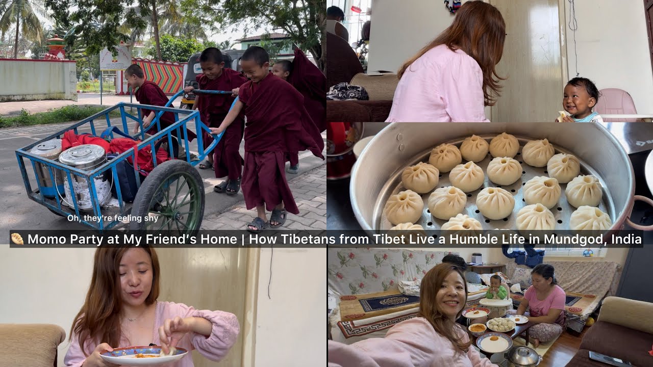 🥟 Momo Party at My Friend’s Home | How Tibetans from Tibet Live a Simple & Humble Life in Mundgod 🇮🇳