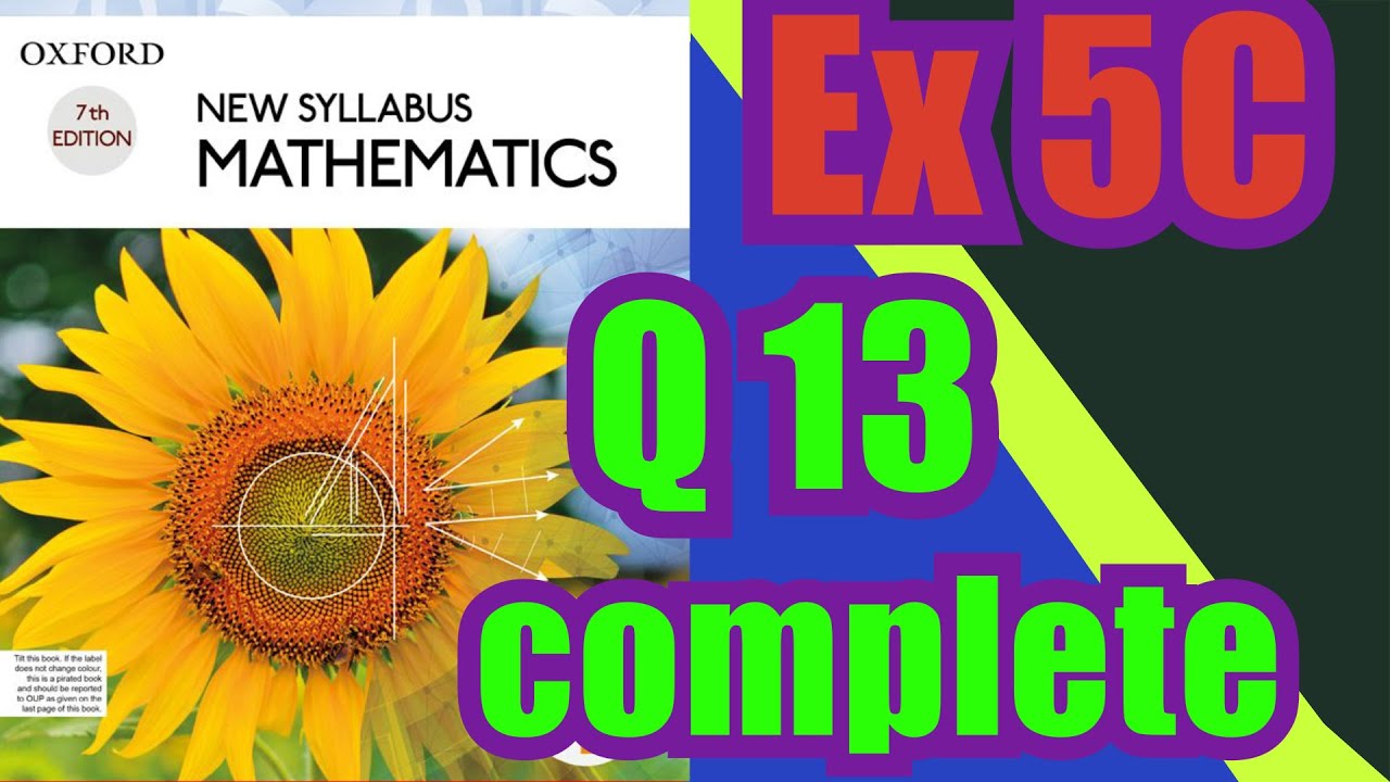 Oxford Math | Book 1 | 7th Edition |  Ex 5C | Q13 complete| Math Knowledge Skills |