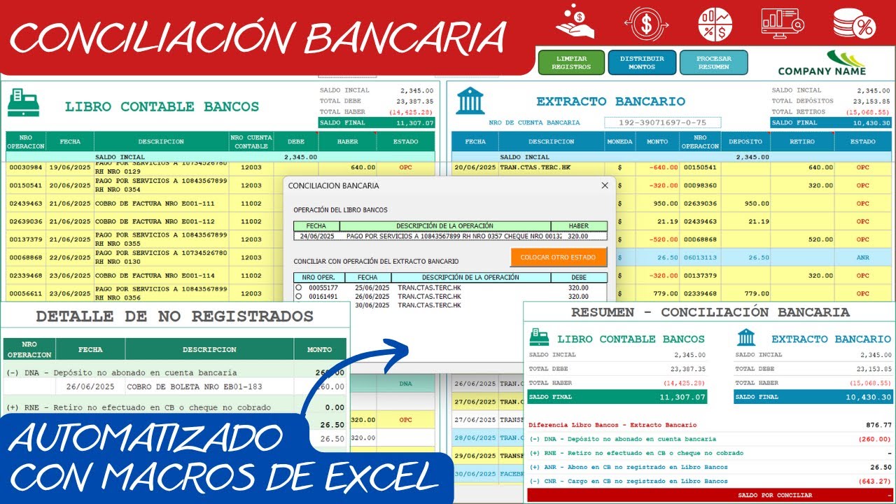 CONCILIACIÓN BANCARIA💰en Excel✅para Contabilidad