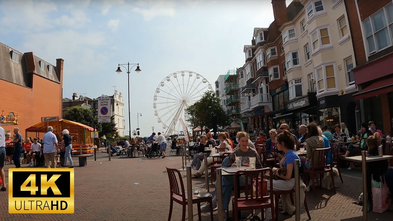 Уэртинг, Англия ☀ Набережная, центр города, сады Дентон | Расслабляющая прогулка по городу в 4К