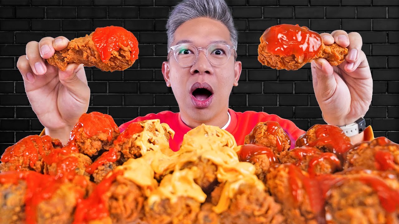 MUKBANG AYAM GORENG SAUS KEJU, SAMBAL, BARBERQUE!!