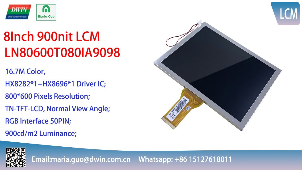 DWIN LCM: 8Inch Highbrightness 800*600 RGB TN TFT LCD display