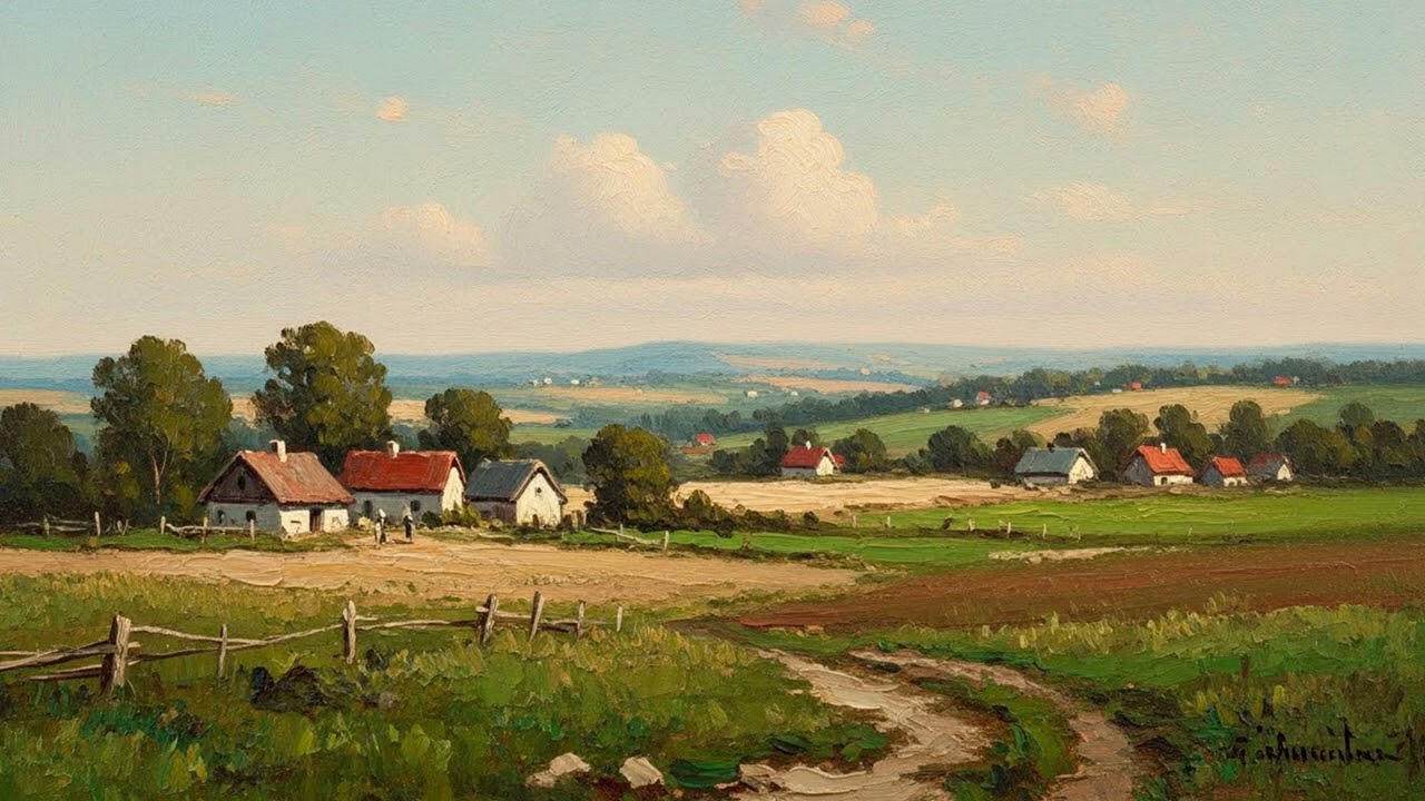 Turn Your TV Into Art I Rustic Rural Landscape Oil Painting I 2 Hours I 4K
