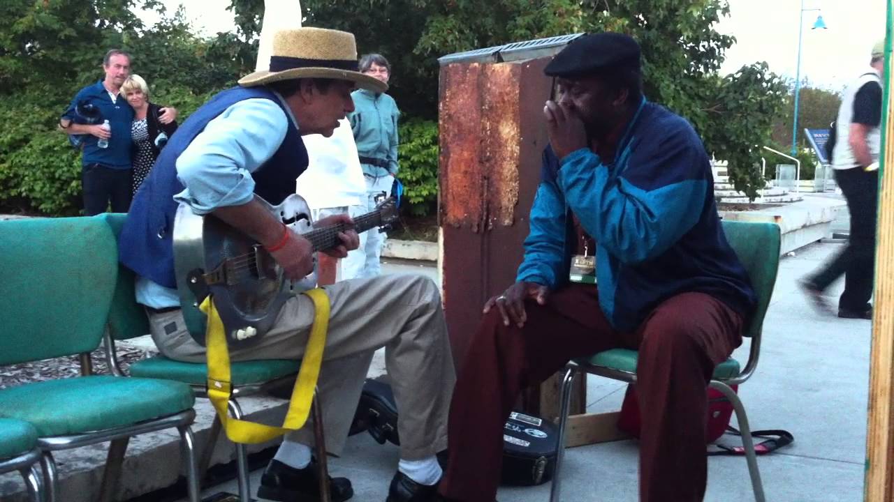 Terry 'Harmonica' Bean & Paul Jones at Mississippi Queen Foods booth at Southside Shuffle
