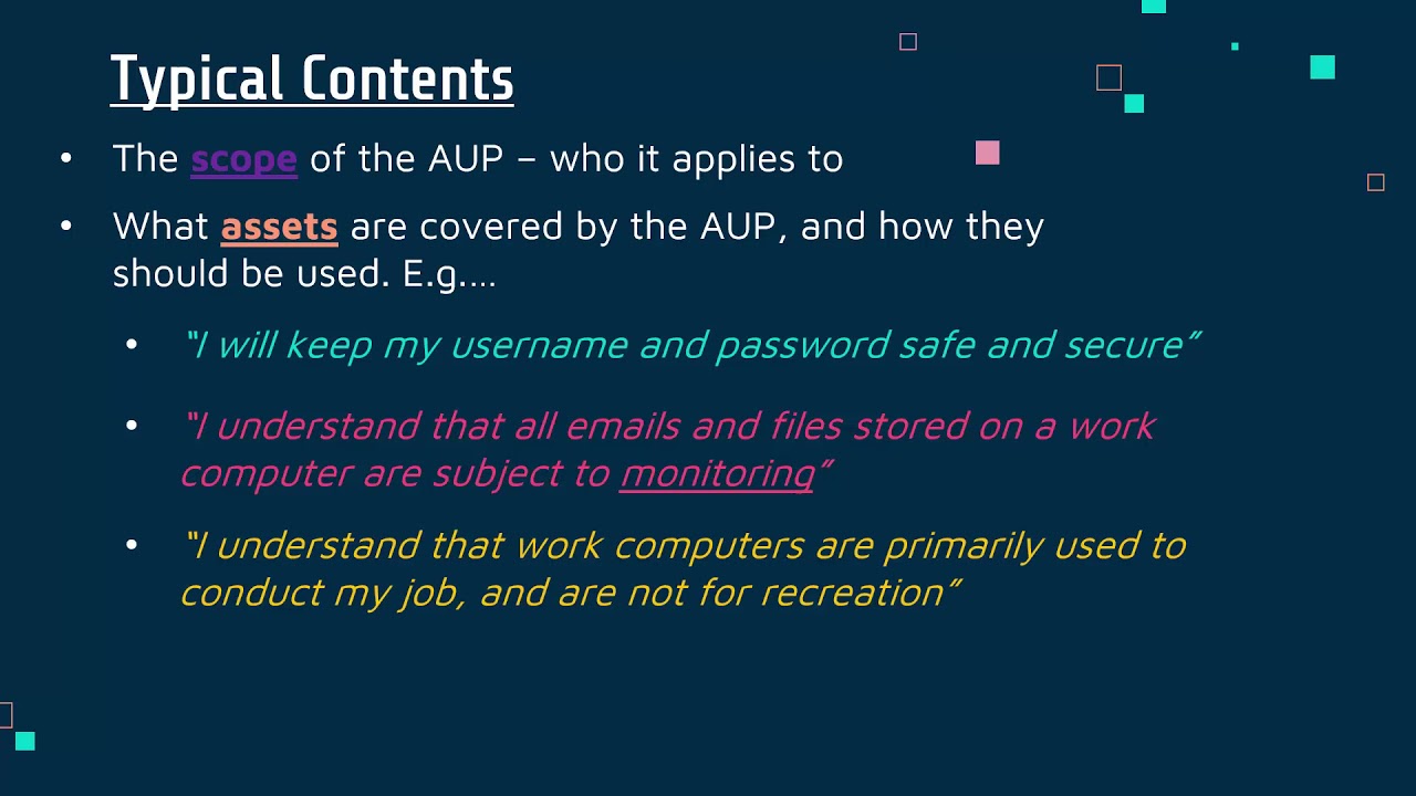 Contents of Acceptable Use Policies