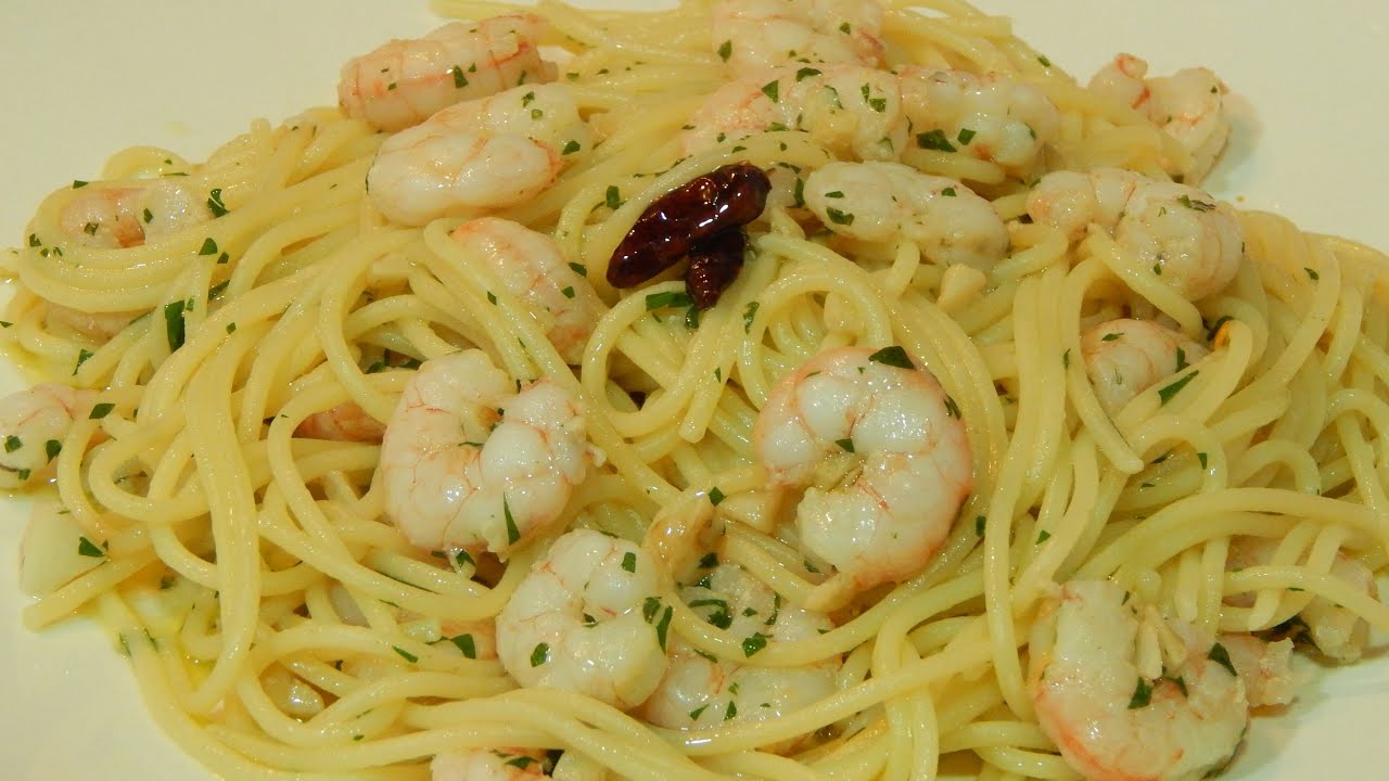 Espaguetis con gambas al ajillo receta fácil