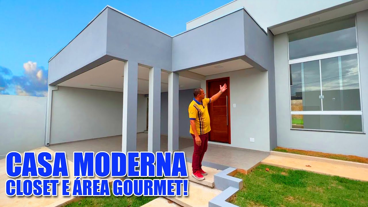 Construímos sua casa moderna em lote inteiro com área gourmet e closet  pela Carlinhos Imobiliária