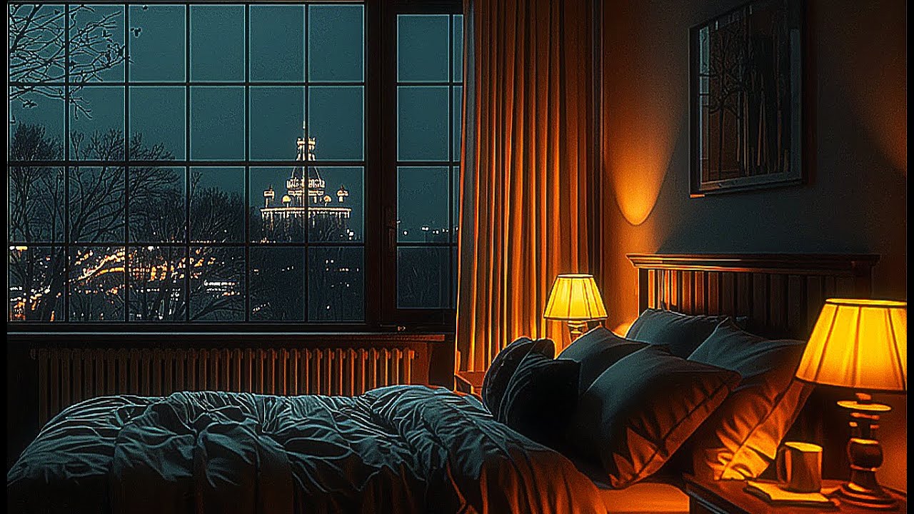 Cozy Bedroom with Window Rain | Night Ambience for Sleeping
