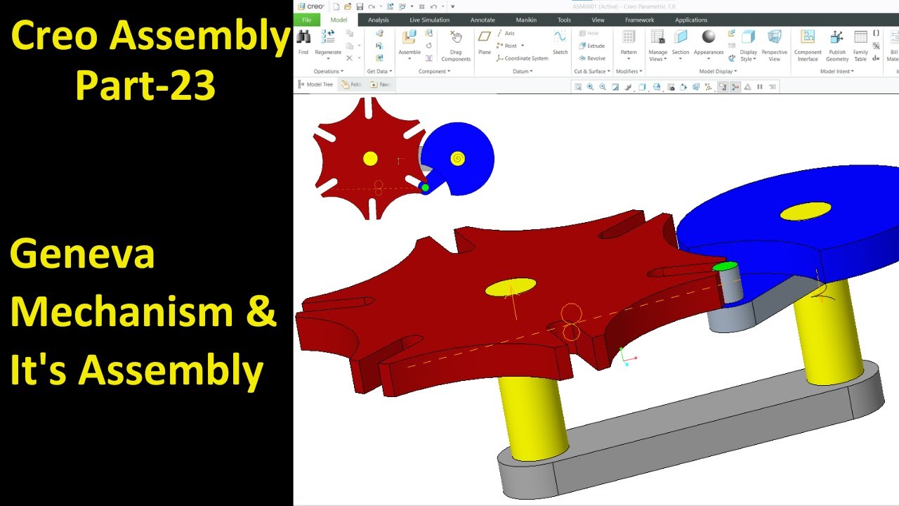#23 Creo Assembly Design- Geneva Mechanism & It's Assembly