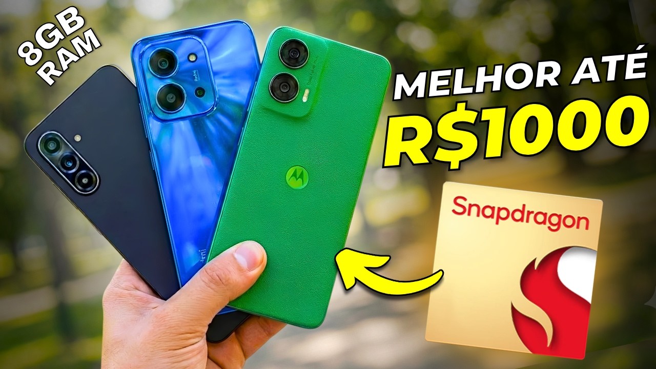 TOP 7 MELHORES Celulares at&eacute; R$1000 CUSTO-BENEF&Iacute;CIO em 2025!!! - BOM e BARATO
