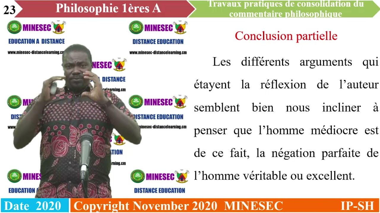 IP-SH Philosophie 1ères A Leçon 7 TP de consolidation du commentaire philosophique