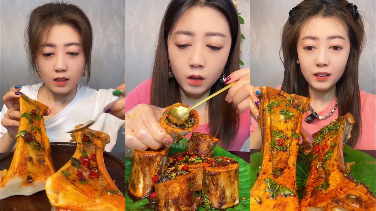 Asmr Chinese Bone Marrow Mukbang | 중국골수 먹기 먹방 | 중국먹방/골수먹방/골수먹기 먹방 | 쇠고기골수 먹방 | 중국음식 먹기 쇼 #839