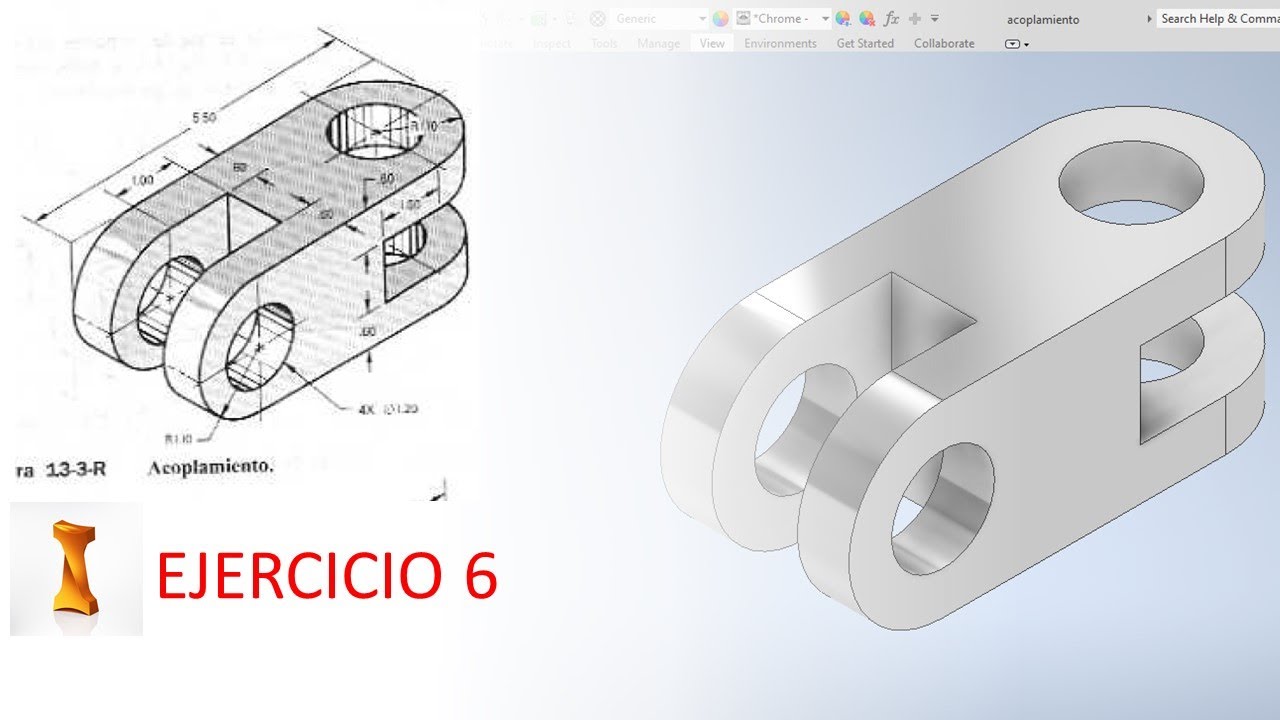 Tutorial Autodesk Inventor 2020 Ejercicio 6 Acoplamiento CAD