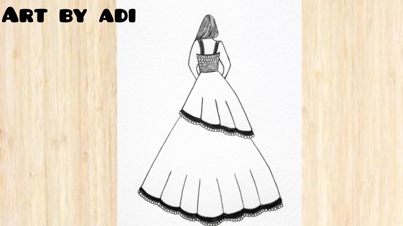 Simple Lehenga Girl Drawing Step by Step | Easy Sketch 🎨 | girl drawing 