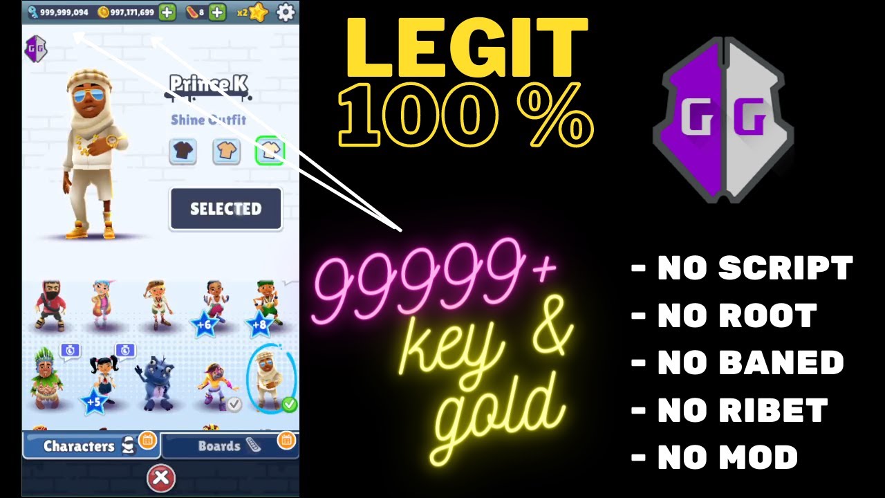 CARA CHEAT SUBWAY SUFR NO ROOT  SKIN SULTAN FULL UNLIMITED KEY AND GOLD - WITH GAME GUARDIAN NO ROOT
