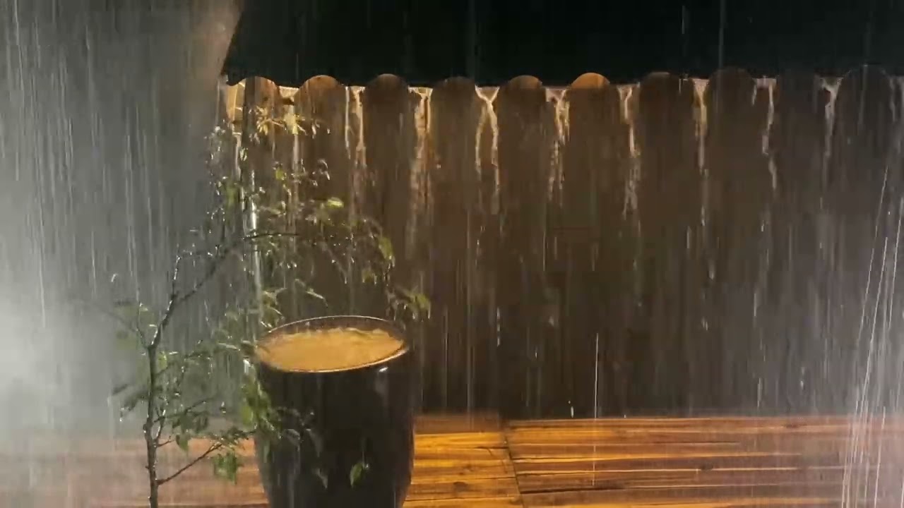 Sleep Instantly in Old Wooden Villa with Heavy Rain Sounds & Thunder Roared on a Metal Roof at Night