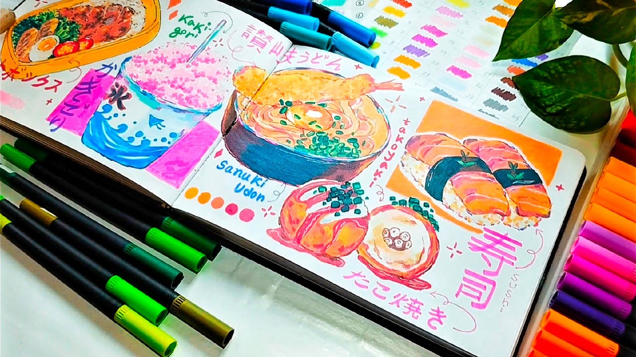 Food painting with alcohol markers #foodart #alcoholmarkers #cozy