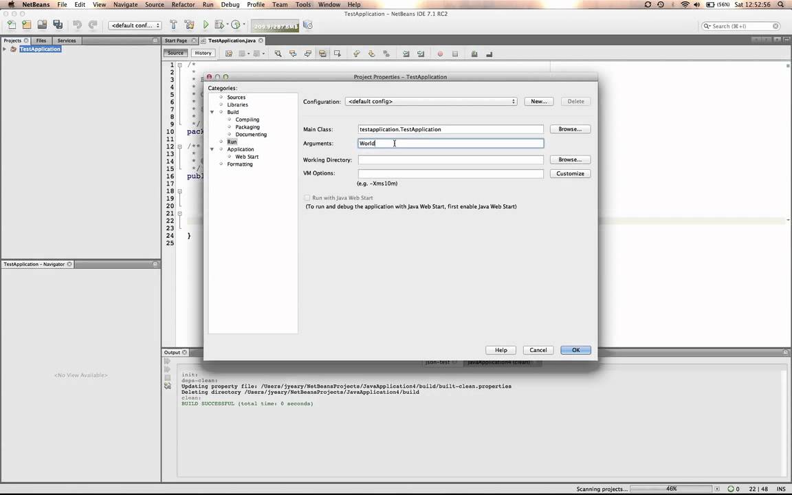 Using NetBeans Command Line Arguments and Customized Configurations