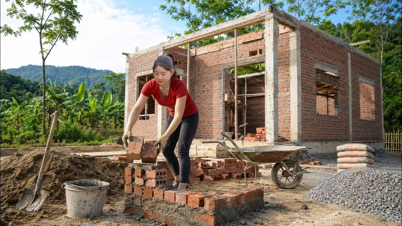 Timelapse - Building A Brick House Alone From Start To Finish | Start A New Life Off Grid
