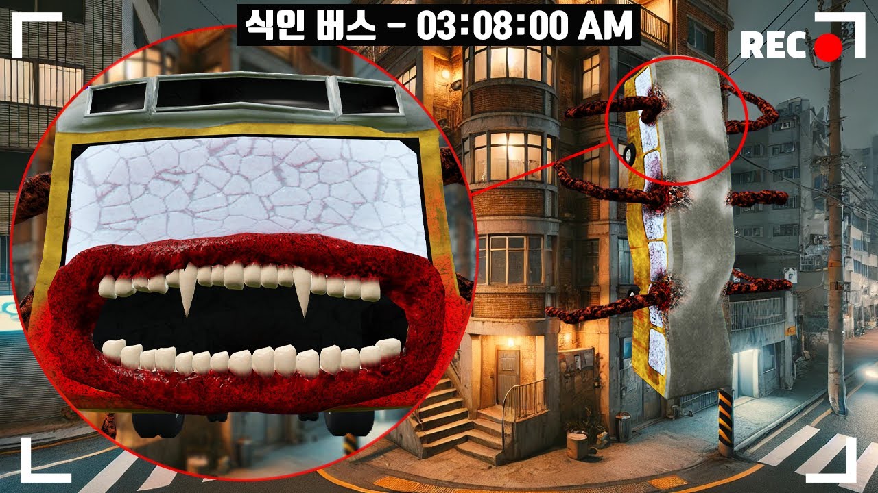 버스로 변신해 사람을 잡아먹는 괴물 버스가 등장했습니다..