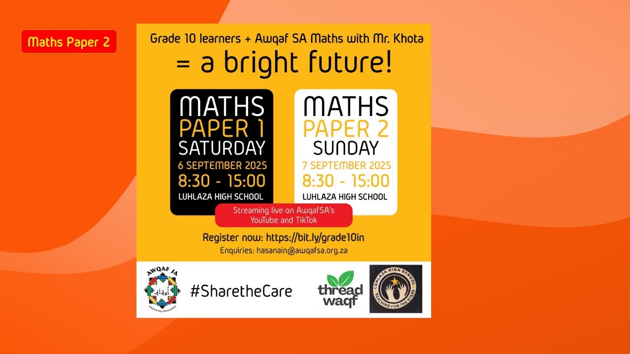 Awqaf SA Grade 10 Maths Workshop August 2025 - Paper 2