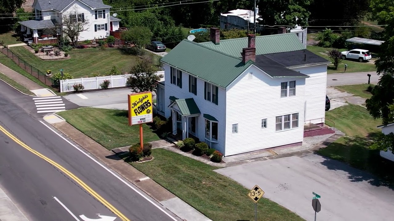 By drone - downtown Clinton, Tennessee