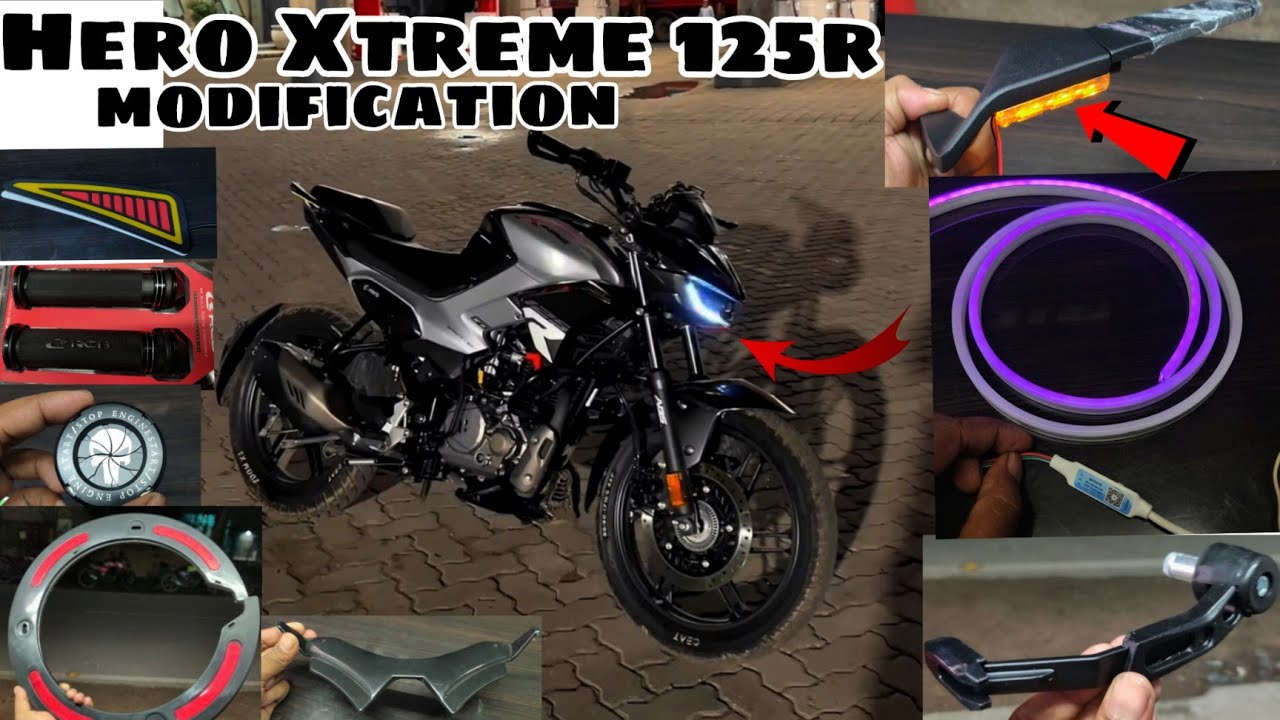 Hero Xtreme 125r modification accessories new | RGB lights| wings mirror light| wheel cover