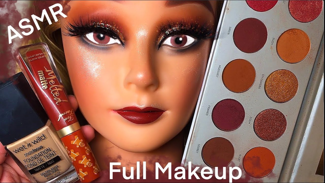 ASMR | Makeup On Mannequin Full Glam (softly spoken)