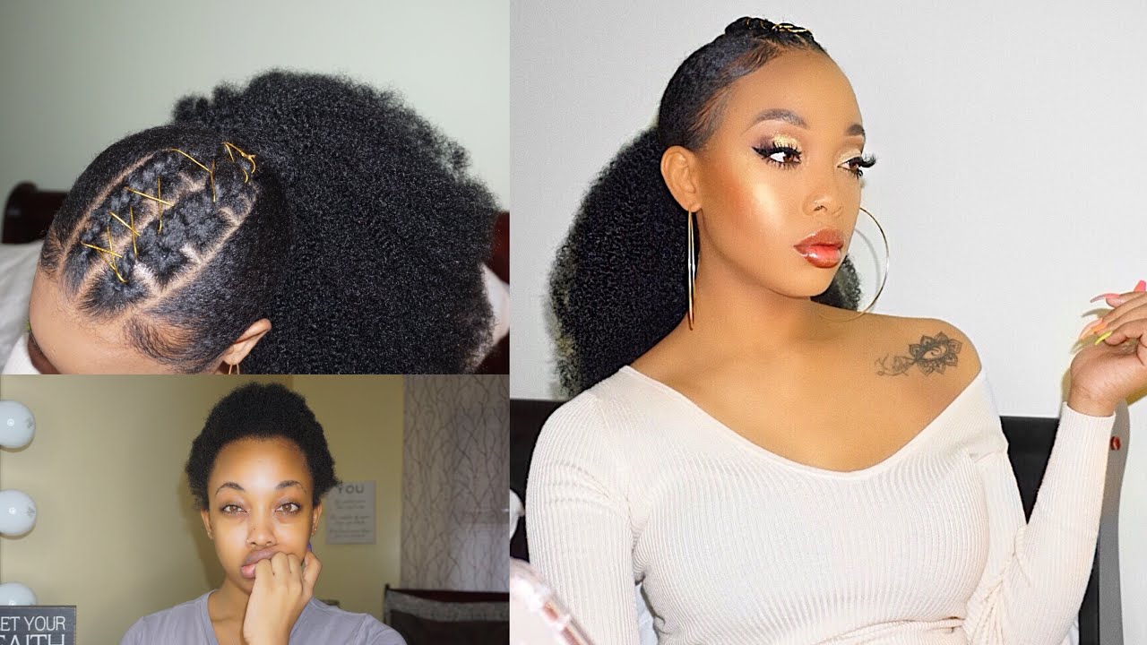 SPICED UP LOW PONYTAIL ! EASY+SLEEK for SHORT 4c NATURAL HAIR! PROTECTIVE STYLE