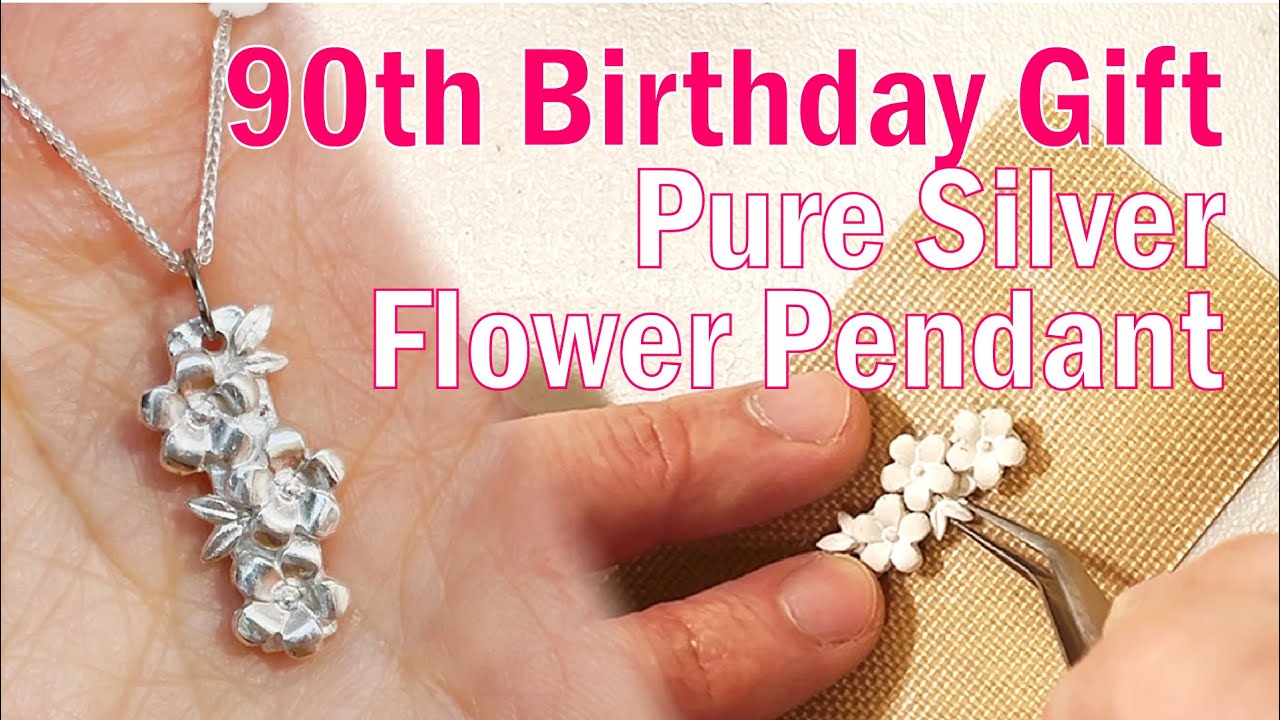 How to Make a Silver Flower Pendant with Fine Silver Clay 🌸 | Gift for a Friend Turning 90