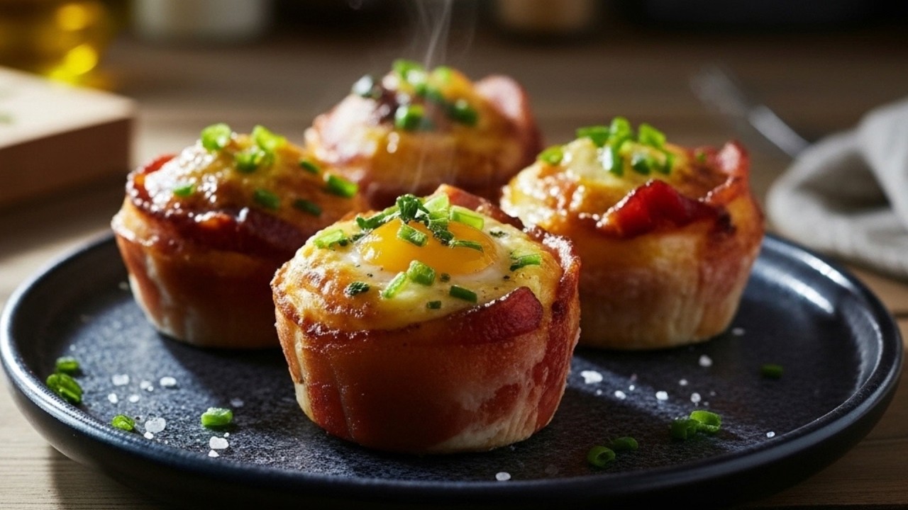 Chcesz coś na wynos bez pieczywa - jajka w boczku z serem low carb 🥓🧀🍳