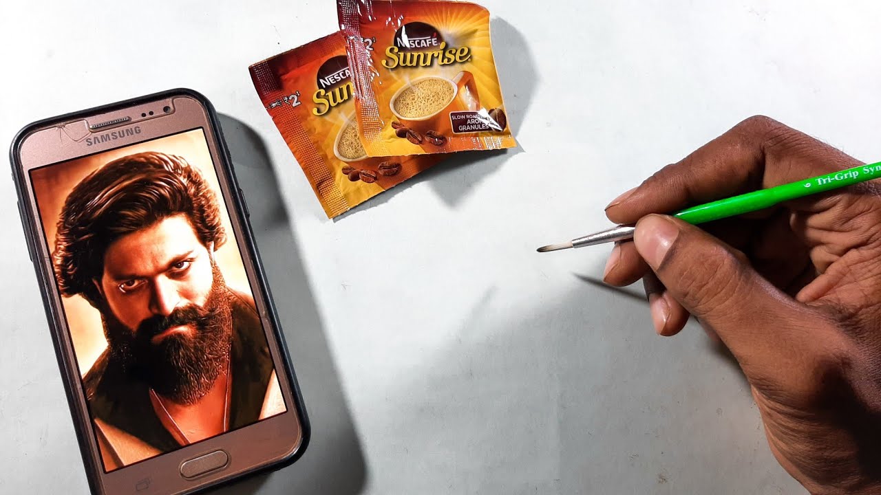Drawing Yash ( KGF ) with Coffee 🔥