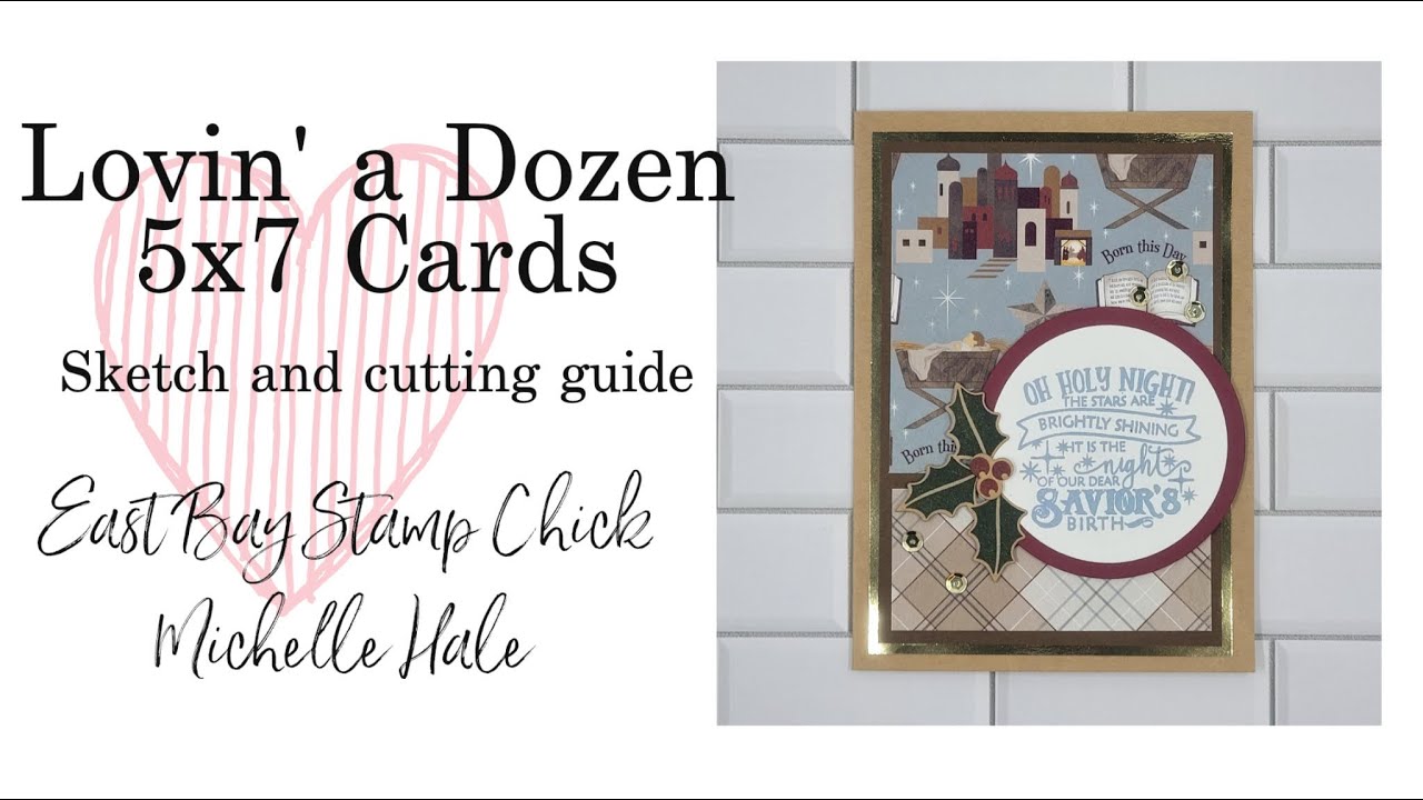 Lovin' a Dozen 5x7 Cards, new sketch and cutting guide, September 2023 Free Printable PDF, 5x7 cards