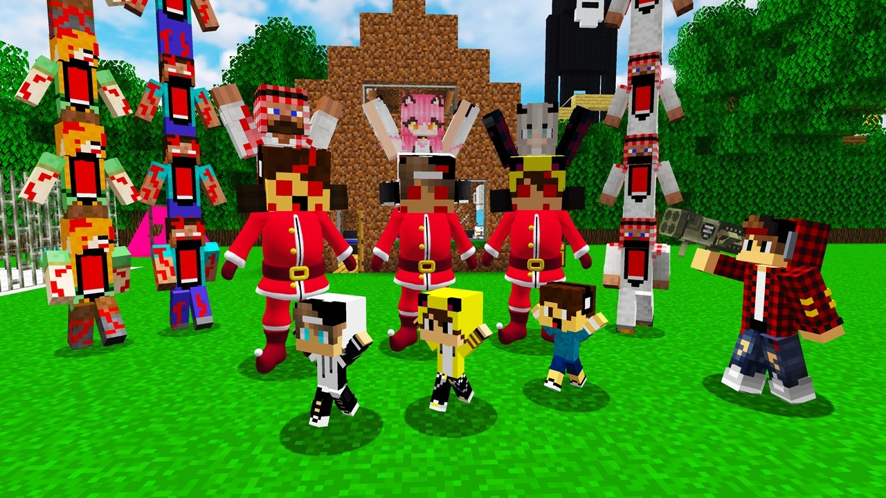 ماين كرافت لكن انقذت جيجي وكعبول وعبوسي وبابا وعائلتي من العمالقة الخارقين 😨😱 #فلم_ماين_كرافت