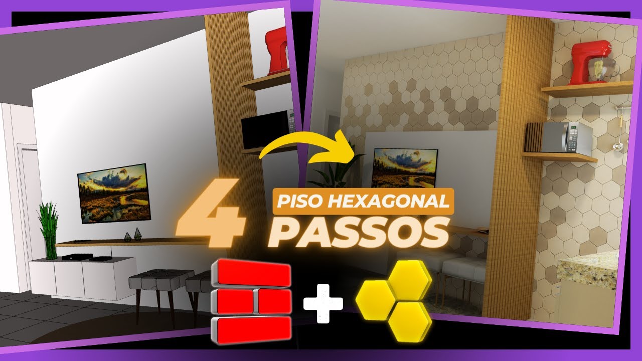 PISO HEXAGONAL: Como CRIAR de maneira AUTOMÁTICA em apenas 4 passos! (muito simples e rápido)