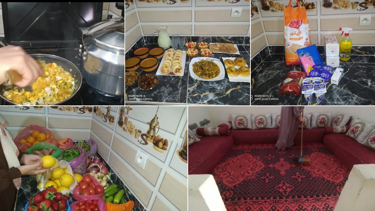 روتين المرأة البسيطة في رمضان🌜 نهار جرا وتمارة👌تقدية الخضر والفواكه/تنظيم/تنظيف/شهيوات ميني بطبوط بح