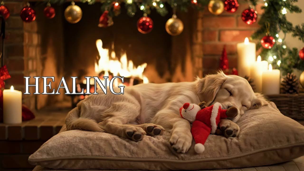 🔴 12 HOURS Ultimate Warmth: Cozy Fireplace Ambience & Sleeping Puppy in Blanket for Deep Sleep 🐾🔥