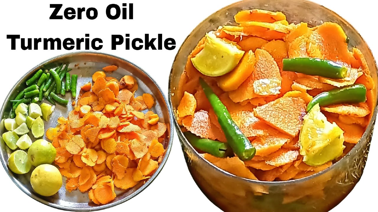 Zero Oil Turmeric Pickle | Instant Turmeric Pickle | Haldi Ka Achar