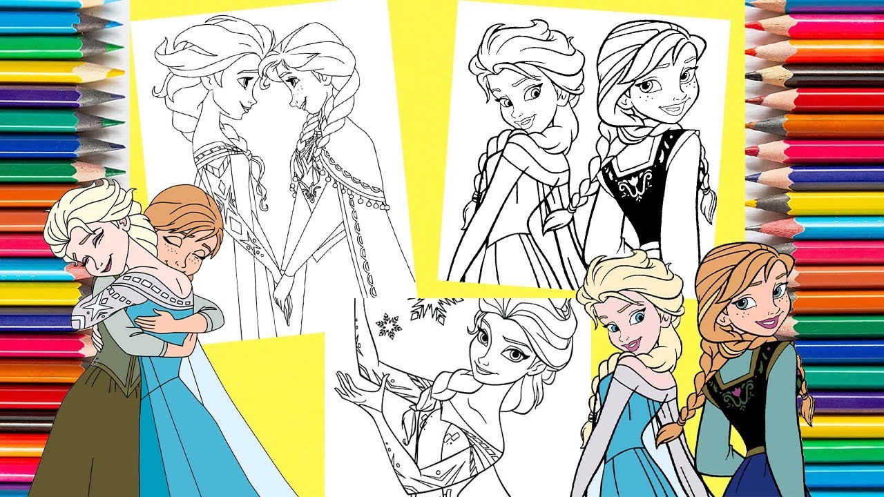 Disney Frozen | Elsa & Anna  Coloring Pages  |Disney Princess Coloring