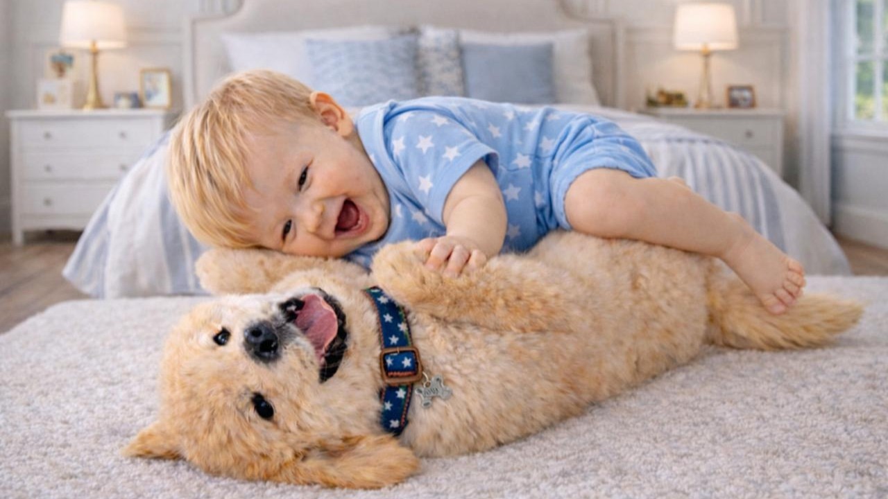 Tiny Best Friends 🐾👶 | Curious Sniffing Moments 🌸 | Sweet Loving Scene 💖