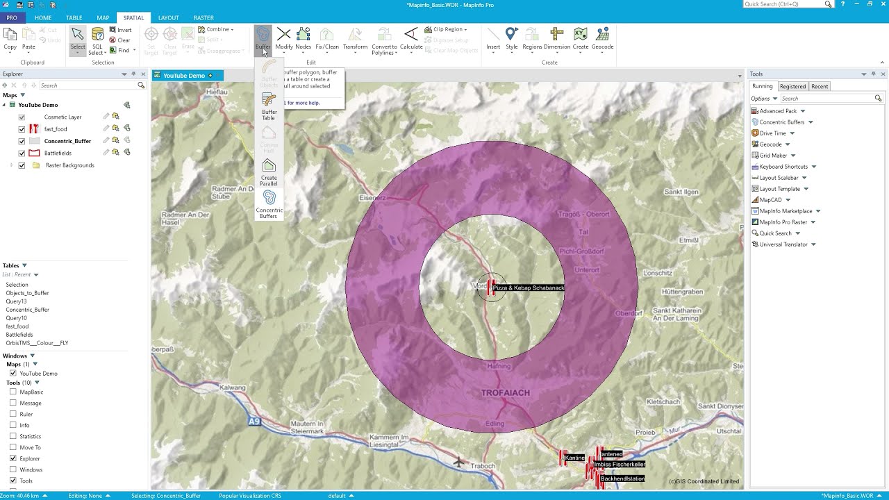 MapInfo Concentric Ring Buffers