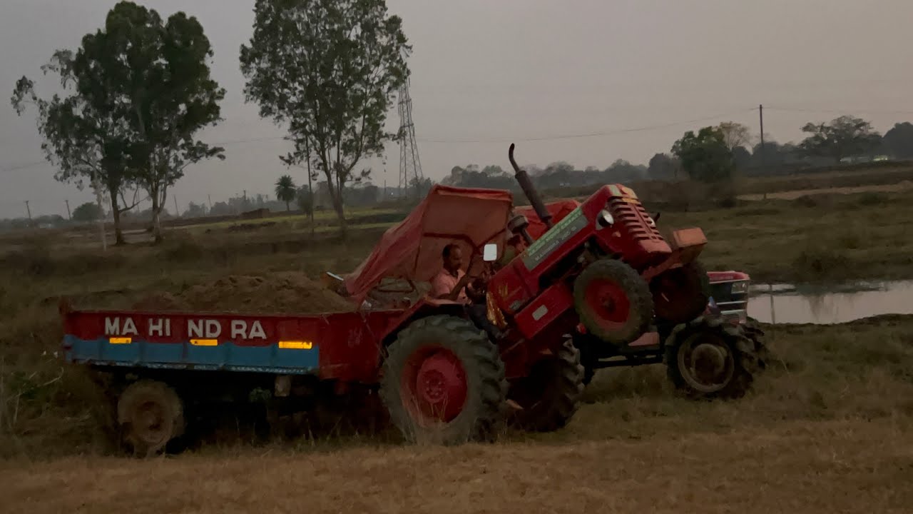 🟢🤪😭Mini tractor jcb Loading mud || Mahindra Arjun novo 605 di ms || Mahindra 265 di || 🚜