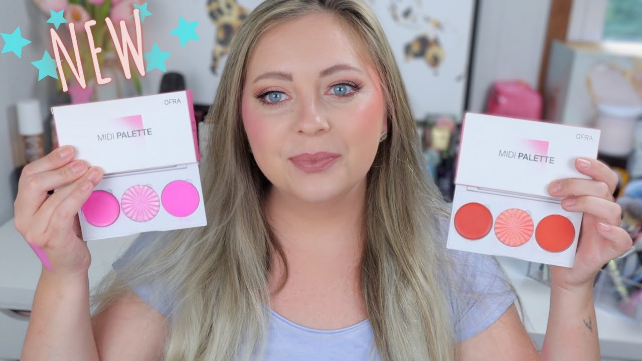 NEW OFRA MIDI BLUSH PALETTE TRY ON SWATCHES COTTON CANDY SKIES & SUNSET DREAMS | HUGE DISCOUNT CODE!