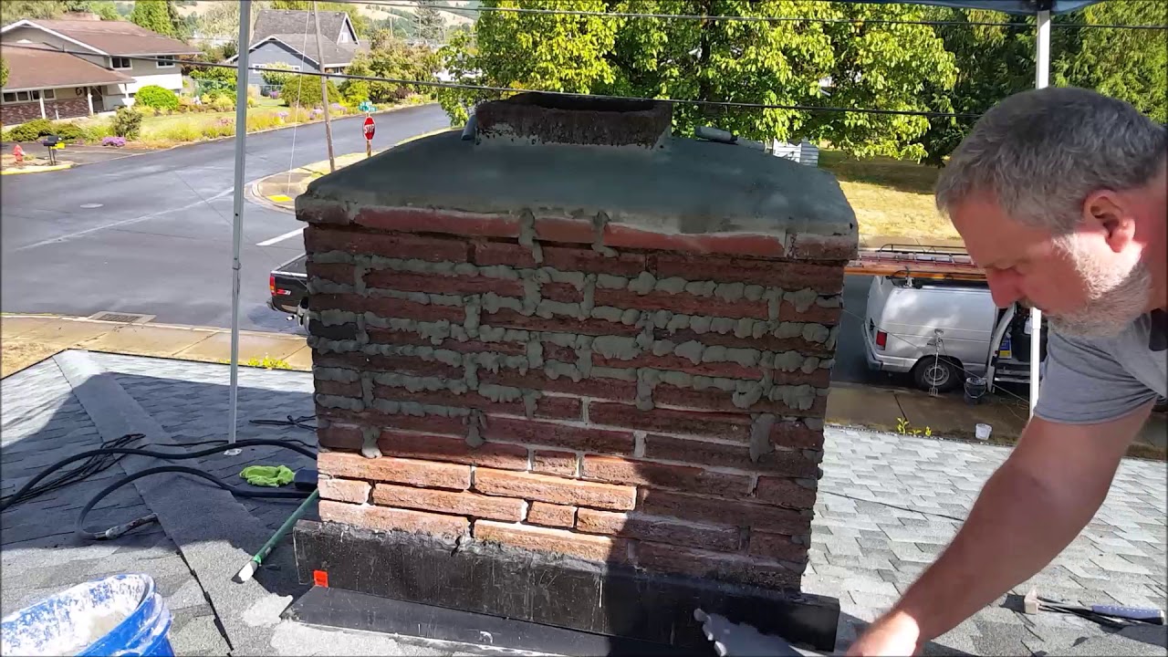 Tuckpointing a Chimney