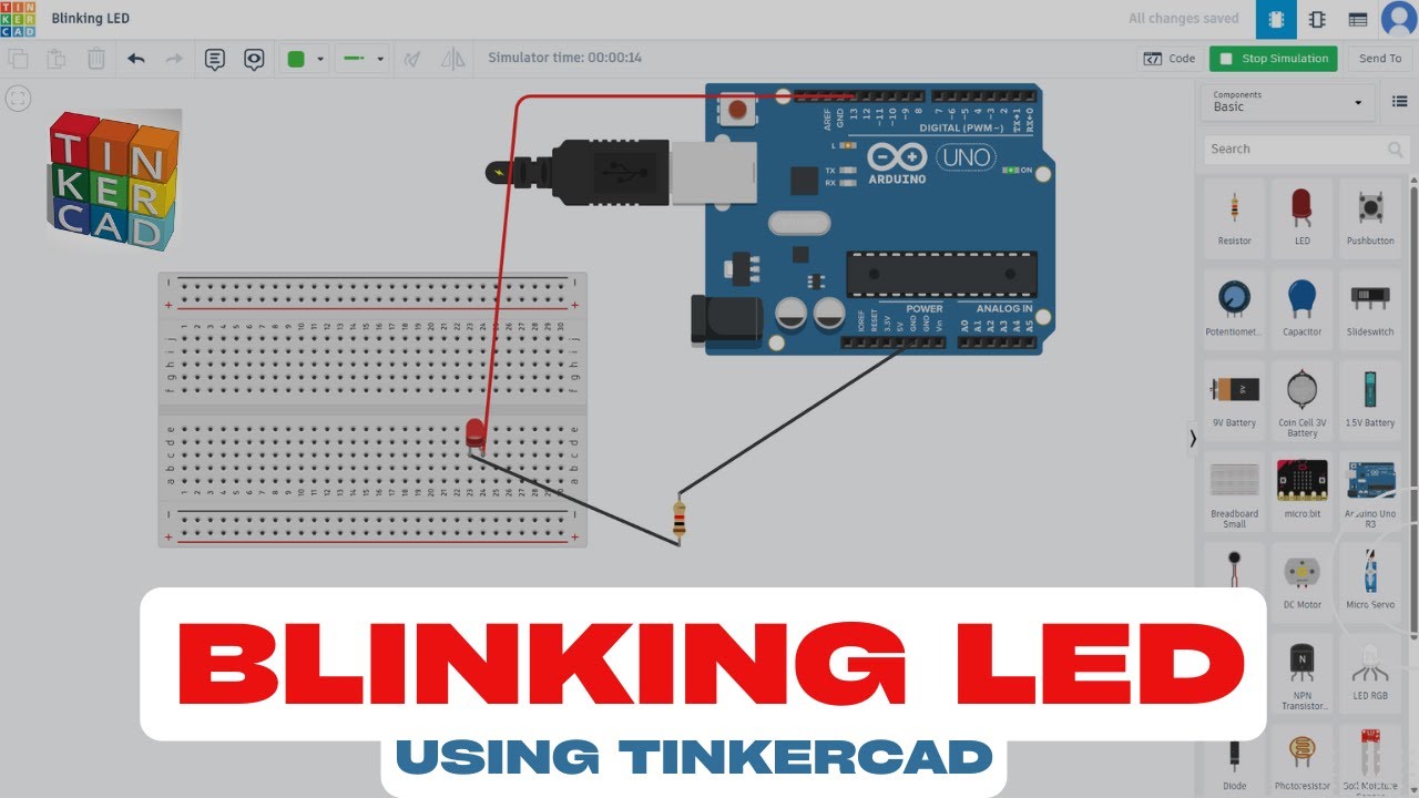 Мигающий светодиод с Arduino | Проект «Hello World» на Arduino для начинающих (симуляция в Tinker...