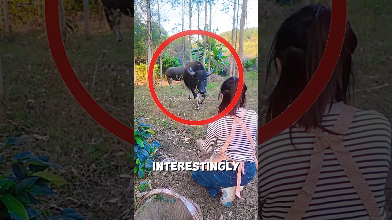 Sweet friendship between a girl and cow 🐄❤️ #cow