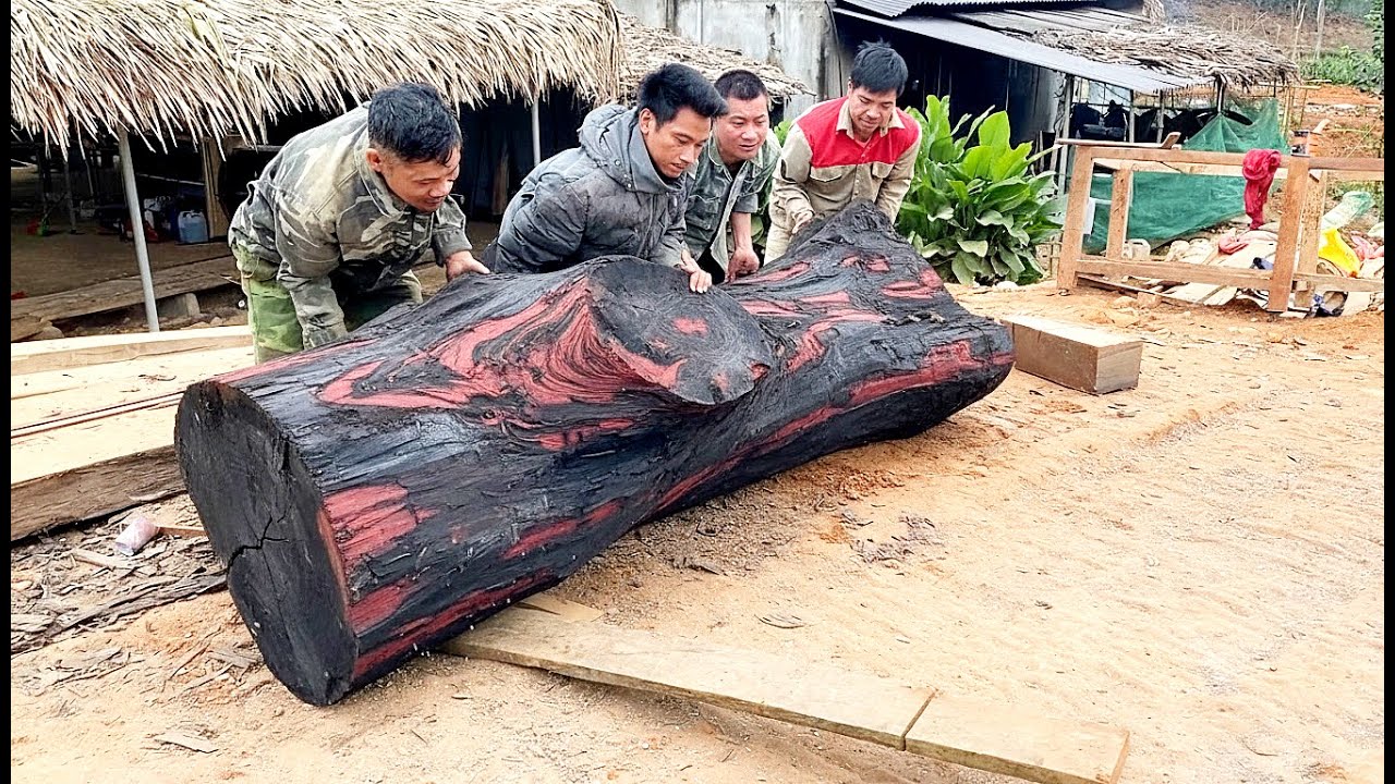 Never Before Seen :Table Crafted From a Single, Heavy Block Of Ebony Wood // Woodworking Art