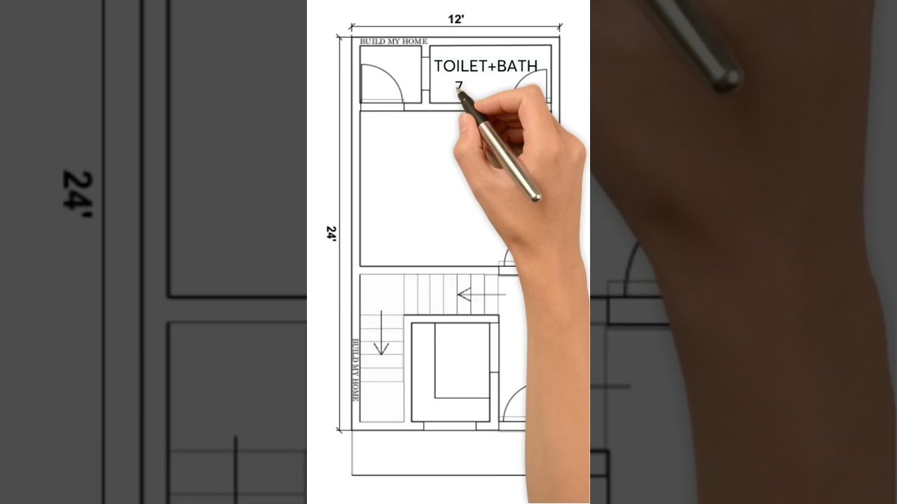 12 x 24 house plan / 12 x 24 ghar ka naksha/ #buildmyhome #shorts #short #trending #design #dj #home