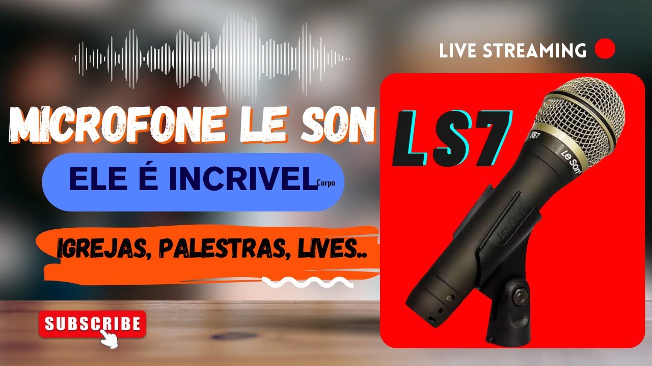 MICROFONE LE SON LS7 DINÂMICO CARDIÓDE PARA USO EM IGREJAS, PALCOS, LIVES, PODCASTS, STREAM, PALESTR