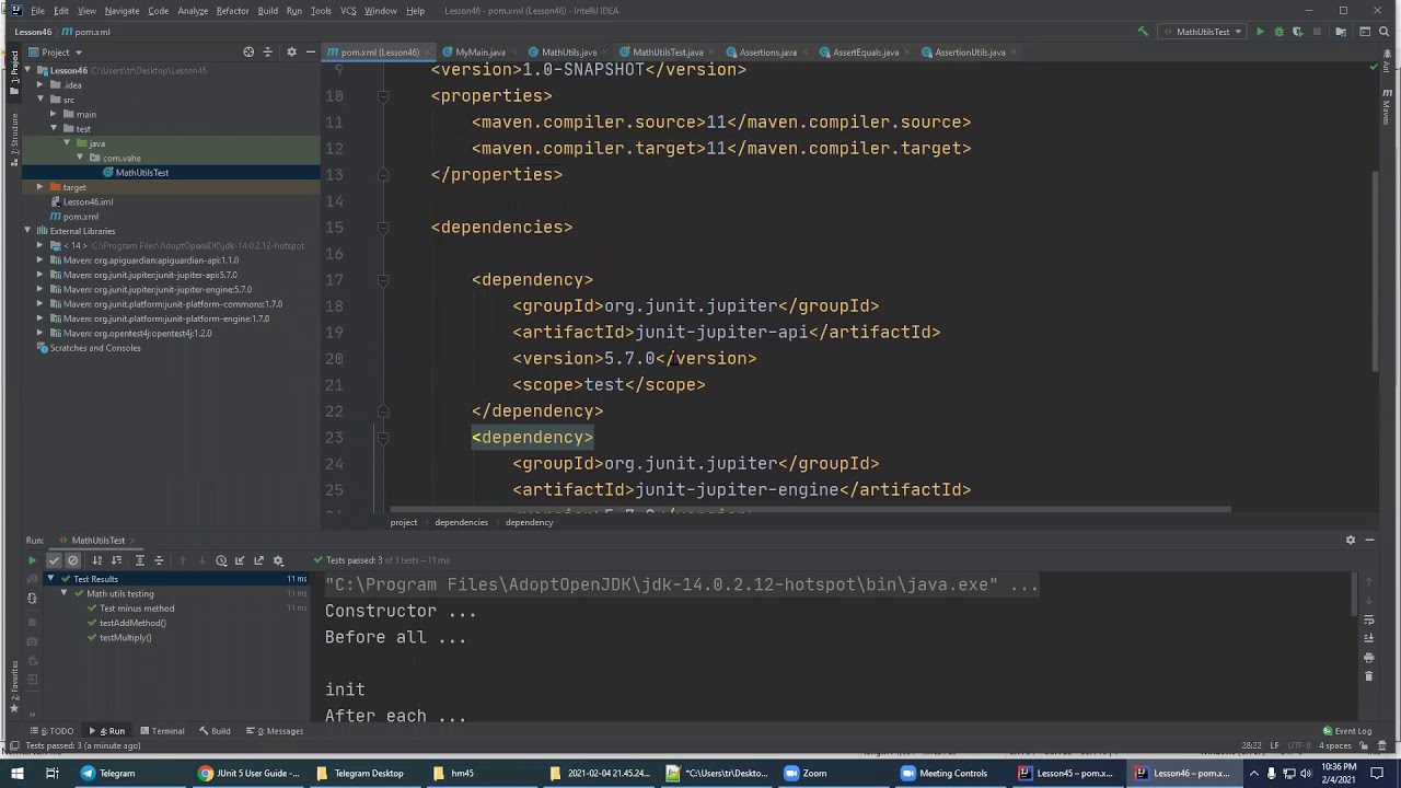 46_2 (JUnit, @BeforeAll, @AfterAll, @Nested , @Tag, @RepeatedTest, assertAll(), assertThrows(),)